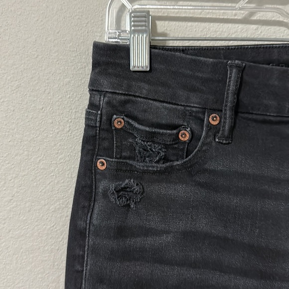 American Eagle The Lu(x)e Jean Hi-Rise Jegging Skinny Black Distressed Size 8 - Picture 8 of 16